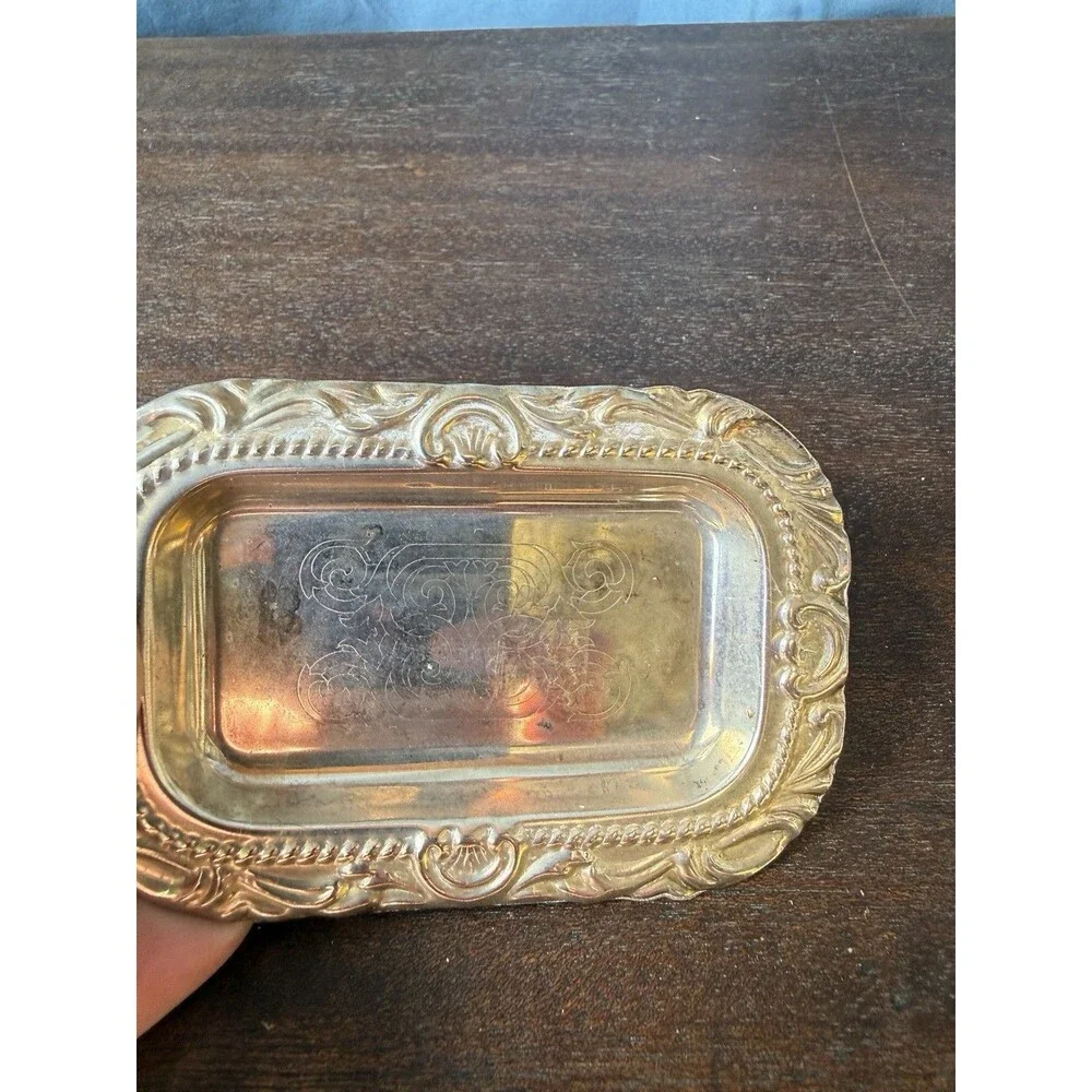 Small Vintage Glass Salt &Pepper Shakers on Silver Plated Tray
